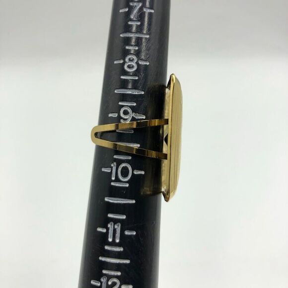 18K Gold Plated Women's Square Abstract Modern Finger Ring Open Back Waterproof - Picture 10 of 10